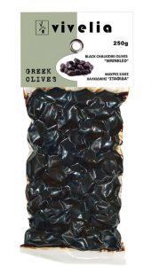 black Chalkidiki olives “wrinkled”